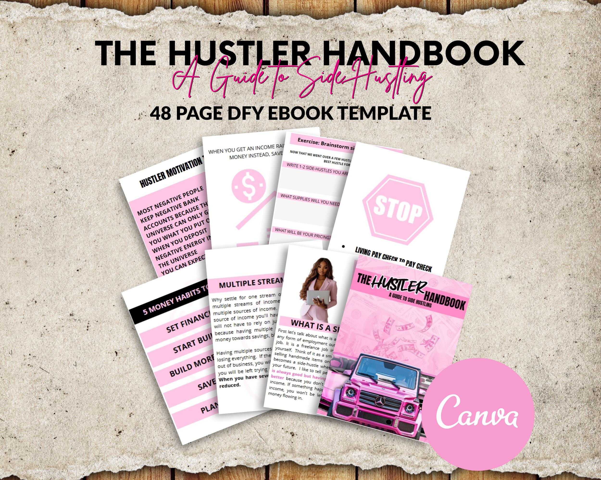 PLR Hustler Handbook Ebook Template: Resell & Rebrand (48 Page Canva Template, Digital Download