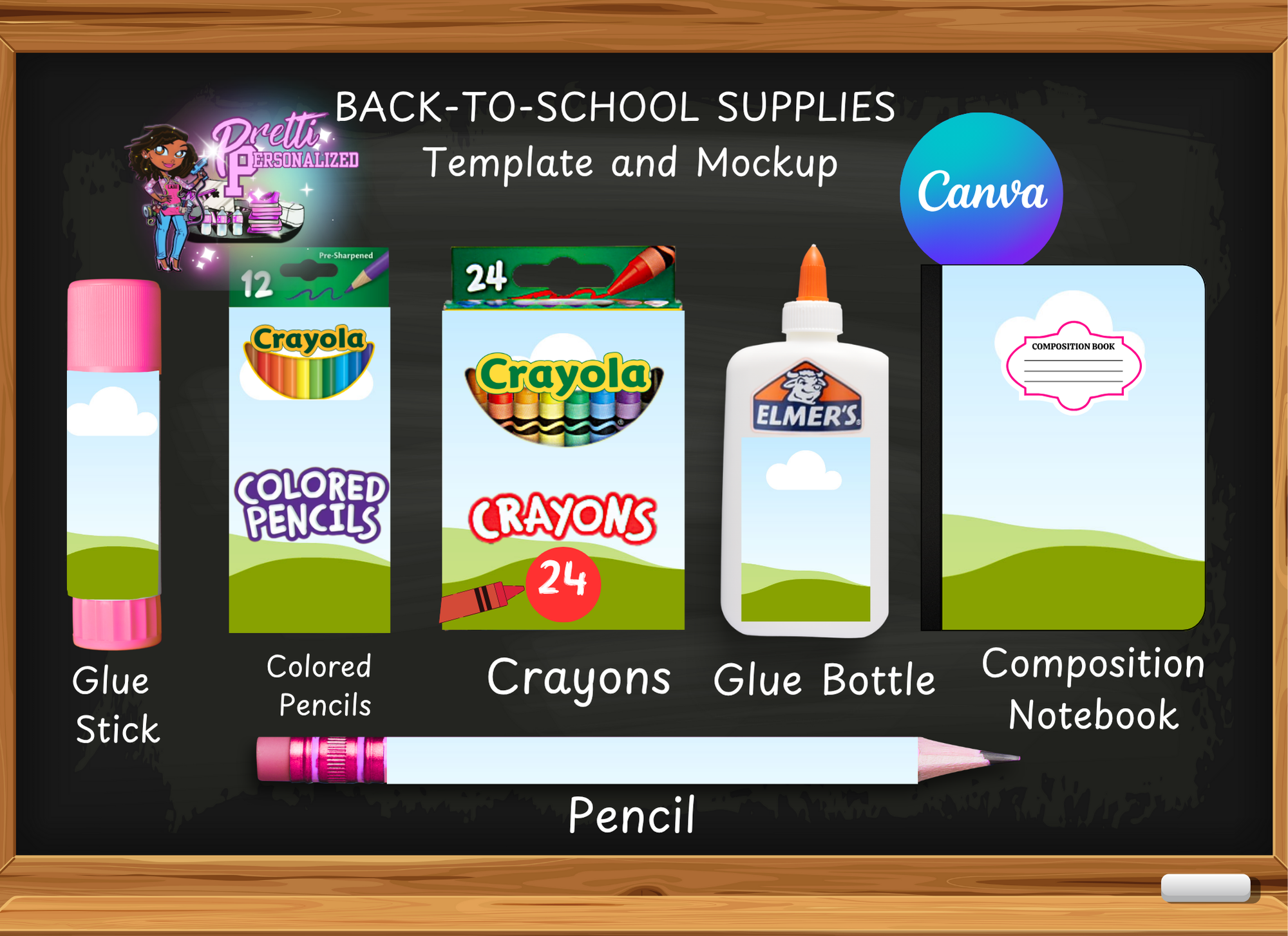 Canva Editable School Supply Template and Mockup