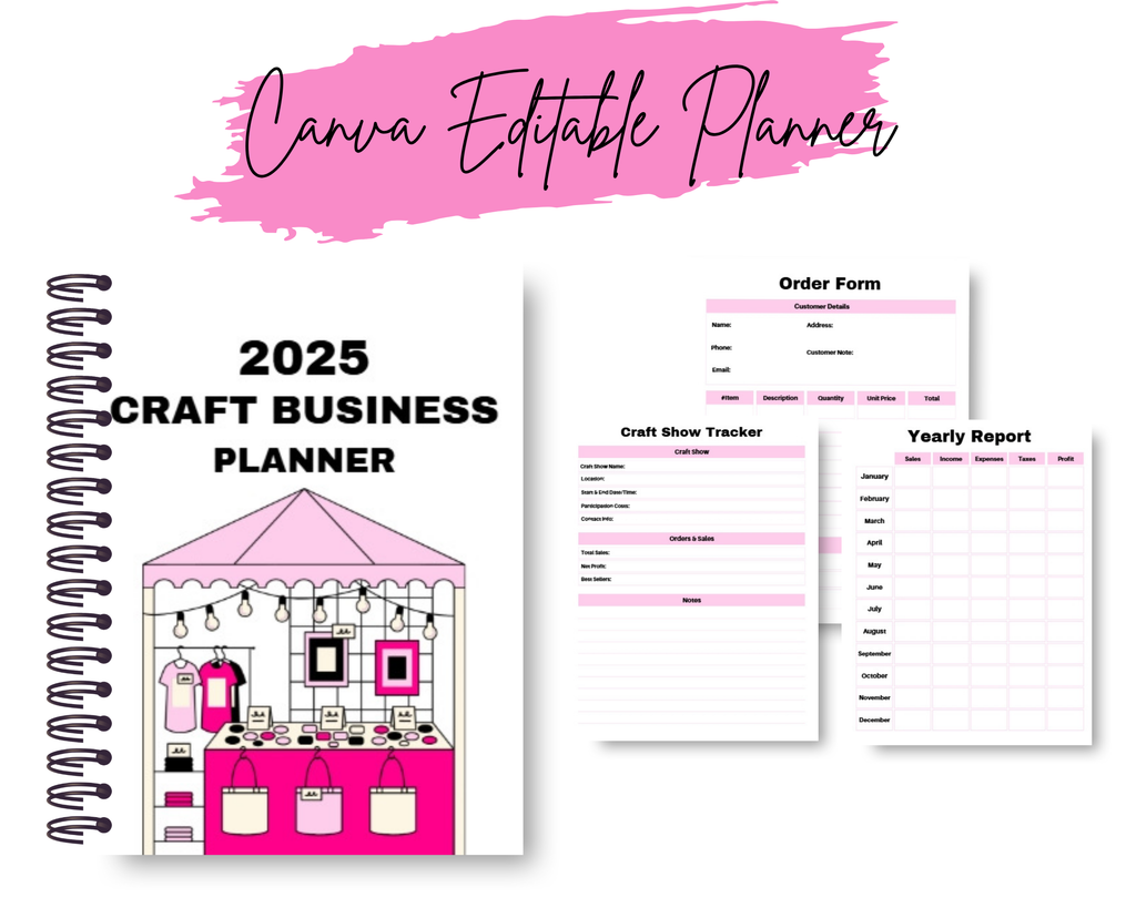 Craft Business Planner, Canva Editable Crafter Planner