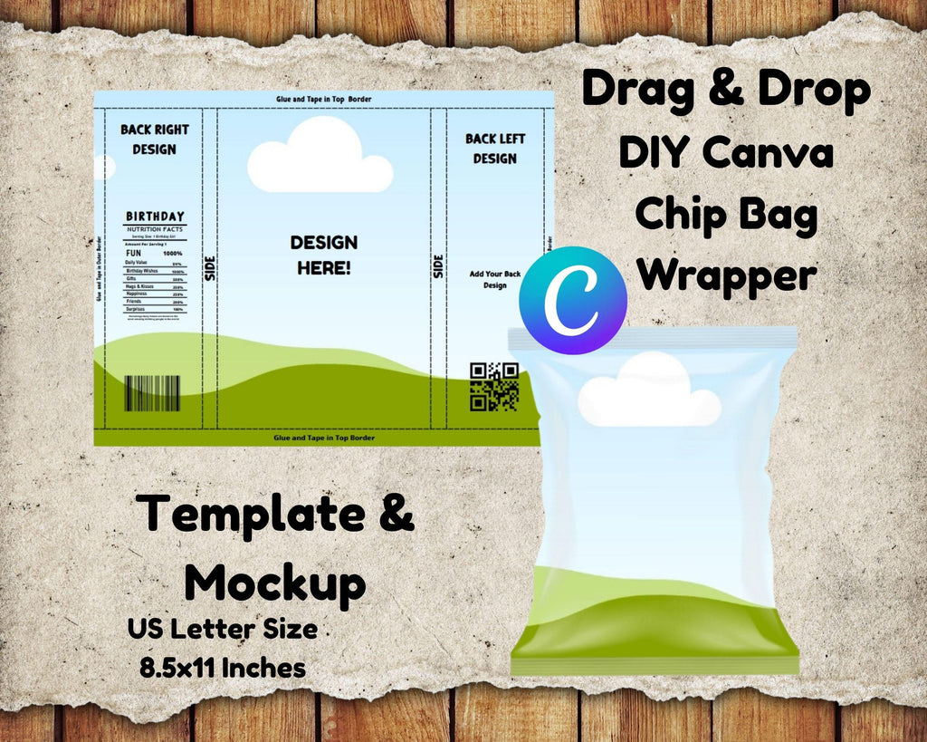 DIY Chip Bag Wrapper Label Template: Canva Editable (Digital Download)