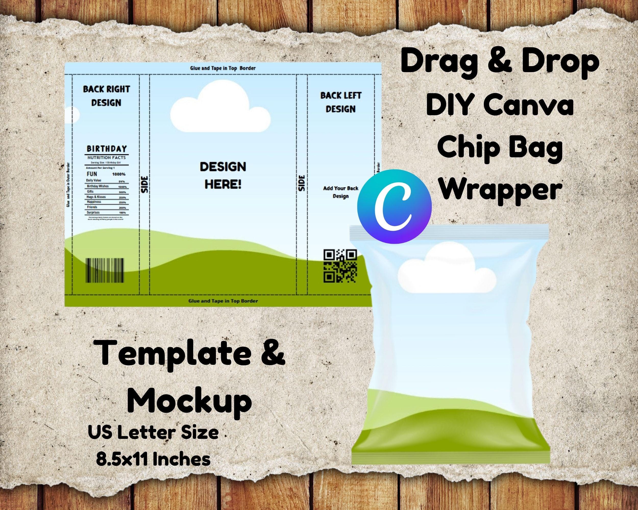 DIY Chip Bag Wrapper Label Template: Canva Editable (Digital Download)
