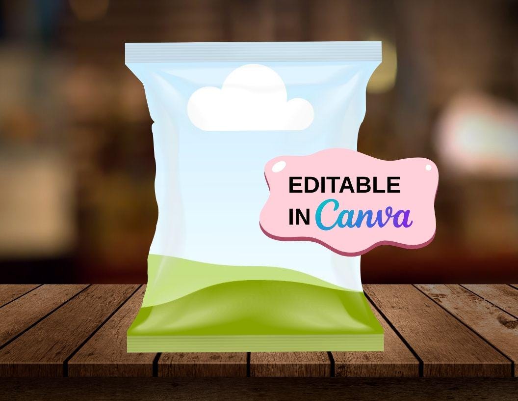 DIY Chip Bag Wrapper Label Template: Canva Editable (Digital Download)