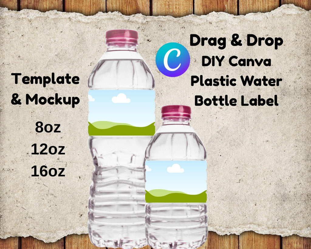 DIY Water Bottle Label Template: Birthday Party Stickers (Canva Editable, Digital Download)