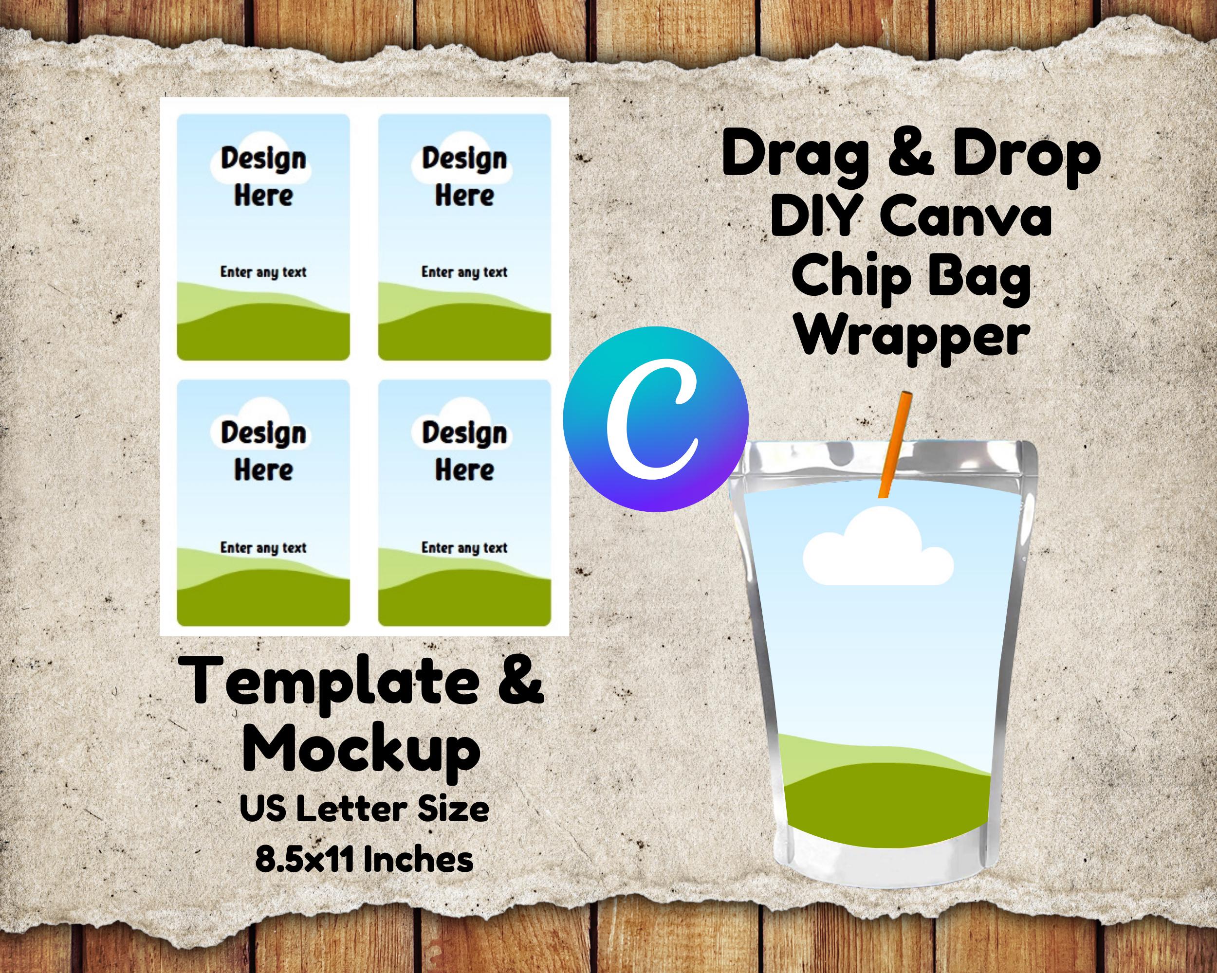 DIY Juice Pouch Label Template: Canva Editable Wrapper (PDF Download, 8.5x11 inches)