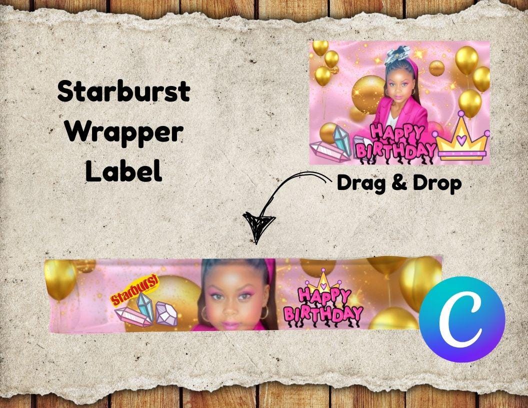 DIY Starburst Wrapper Label Template: Canva Editable (Digital Download)