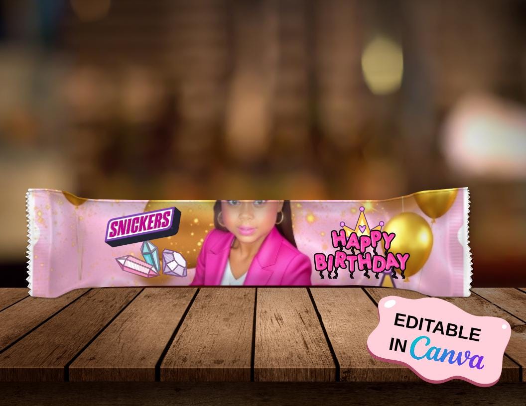 DIY Snickers Wrapper Label Template: Canva Editable (Digital Download)
