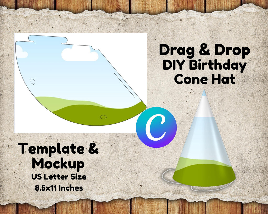DIY Party Cone Hat Template: Canva Editable Label (Digital Download)