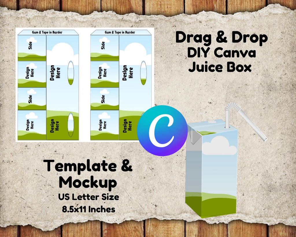 DIY Juice Box Label Template: Canva Editable Wrapper (PDF Download)