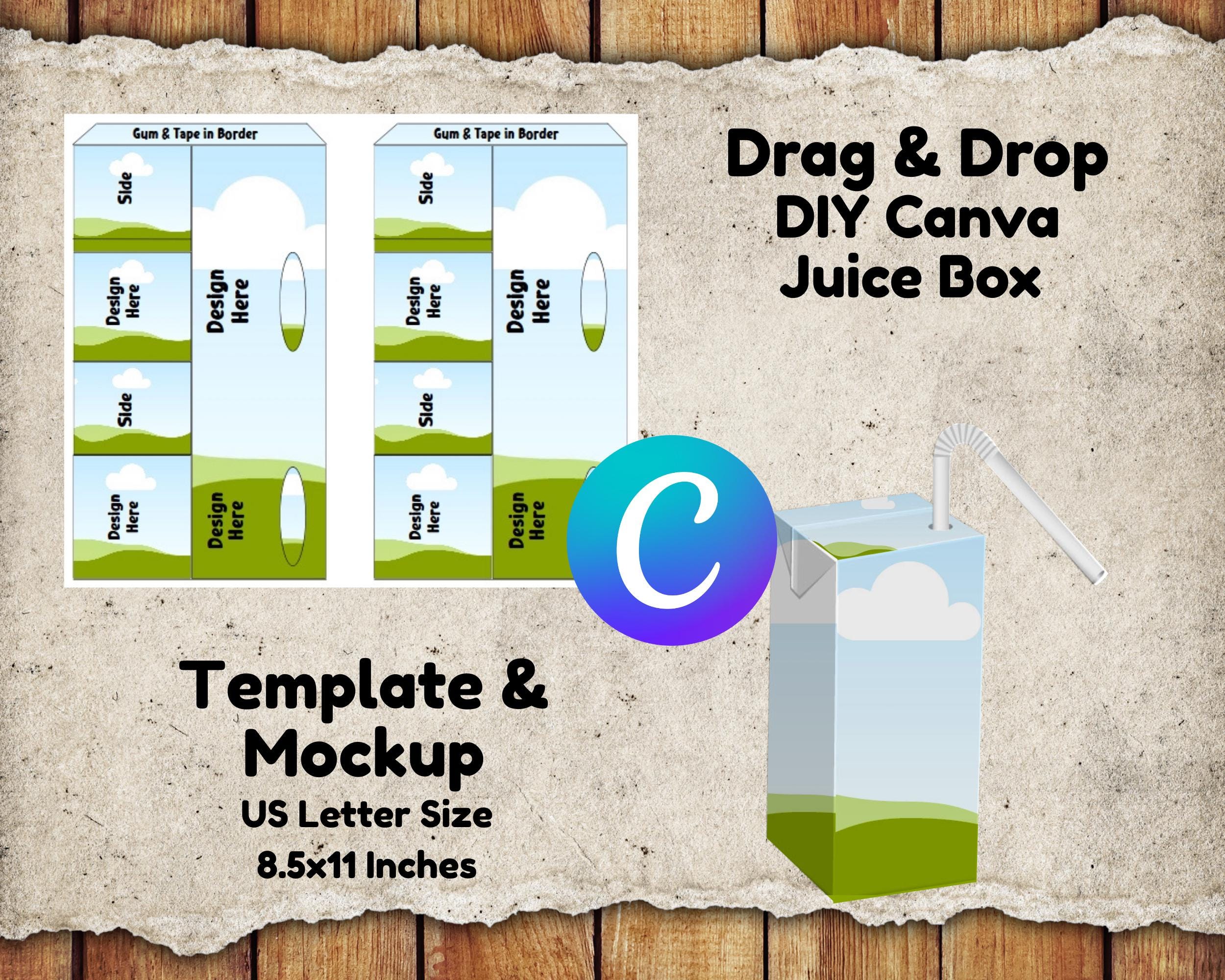 DIY Juice Box Label Template: Canva Editable Wrapper (PDF Download)