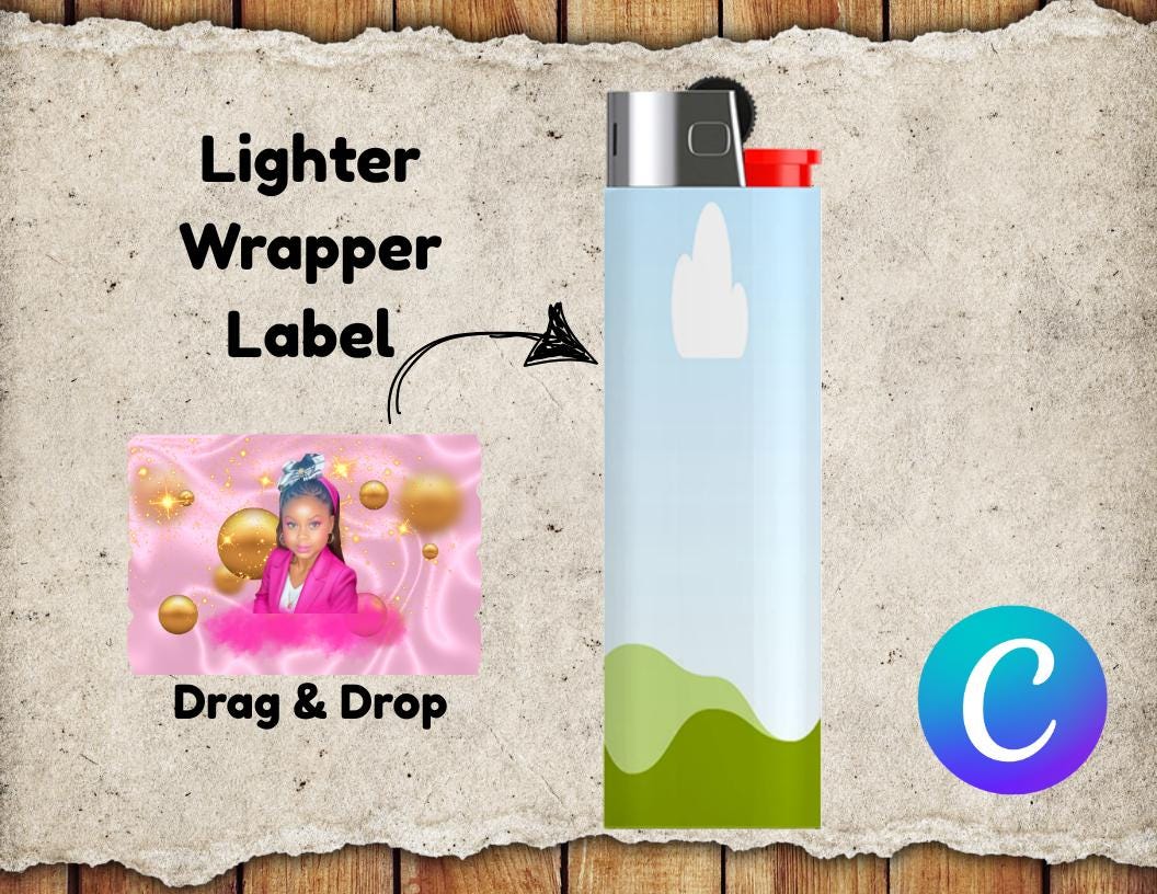 DIY LIGHTER Template, Custom Lighter Mockup, Canva Editable, Party Favor Template, DIY Customized Gifts,