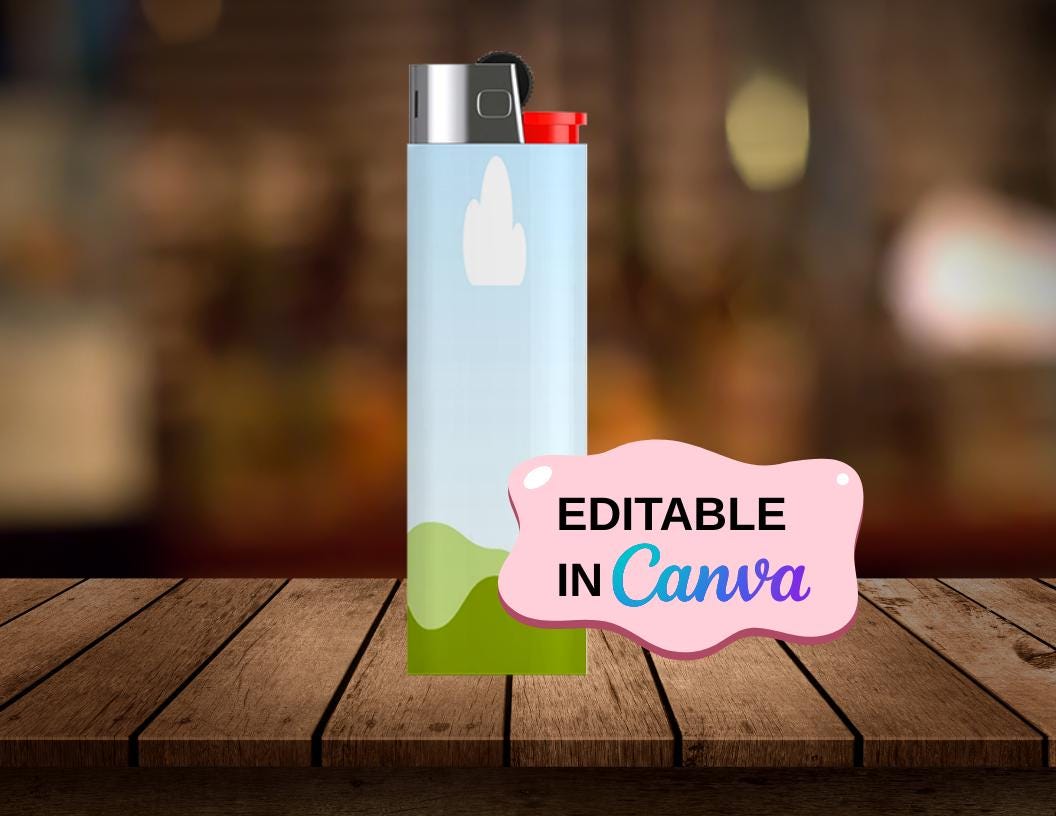 DIY LIGHTER Template, Custom Lighter Mockup, Canva Editable, Party Favor Template, DIY Customized Gifts,