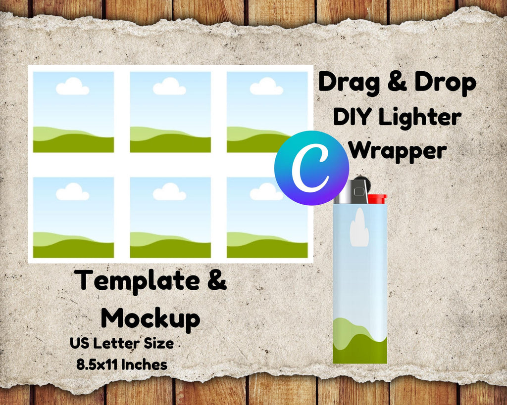 DIY LIGHTER Template, Custom Lighter Mockup, Canva Editable, Party Favor Template, DIY Customized Gifts,