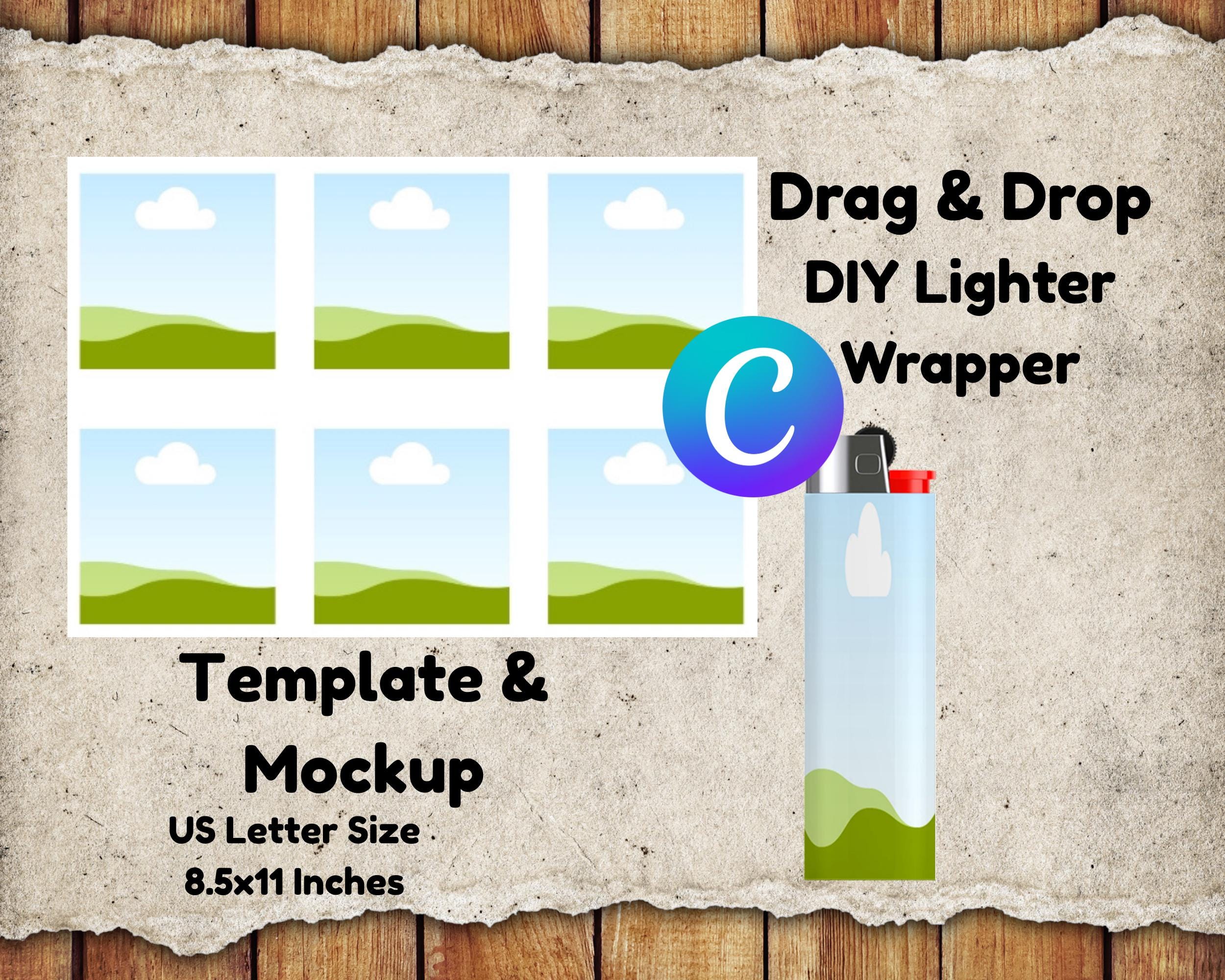 DIY LIGHTER Template, Custom Lighter Mockup, Canva Editable, Party Favor Template, DIY Customized Gifts,