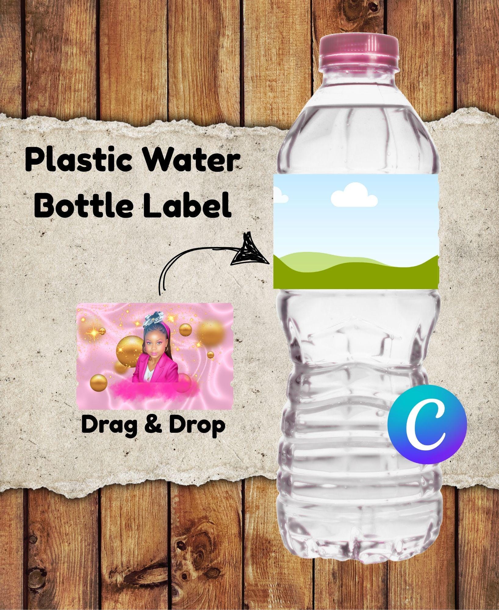 DIY Water Bottle Label Template: Birthday Party Stickers (Canva Editable, Digital Download)