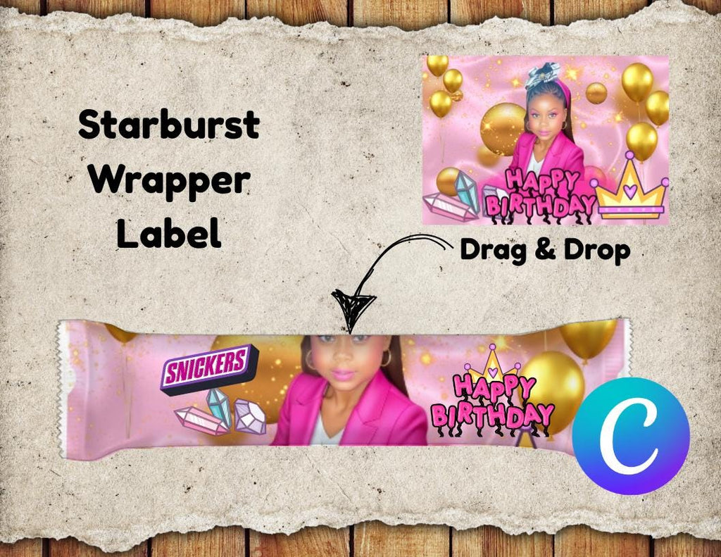DIY Snickers Wrapper Label Template: Canva Editable (Digital Download)