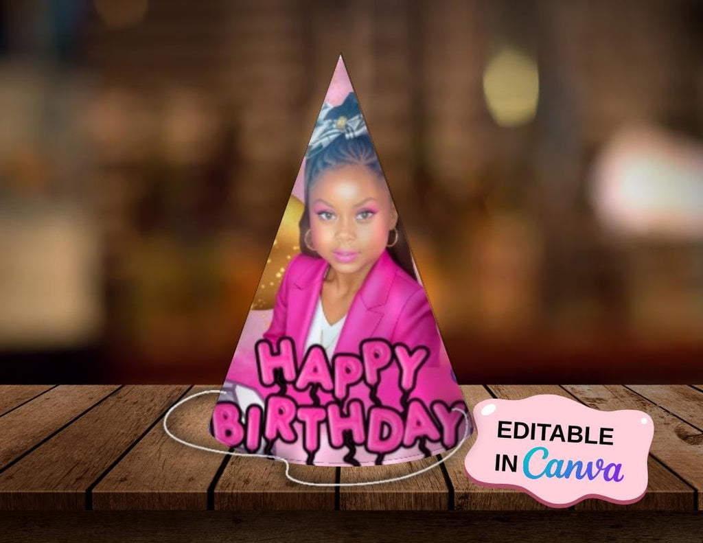 DIY Party Cone Hat Template: Canva Editable Label (Digital Download)
