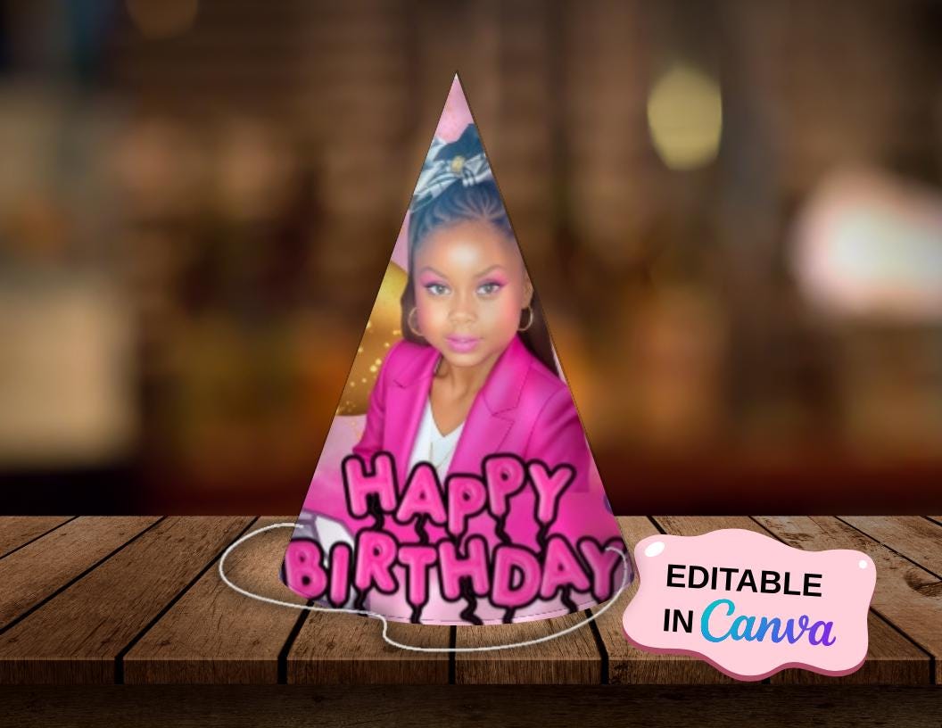 DIY Party Cone Hat Template: Canva Editable Label (Digital Download)