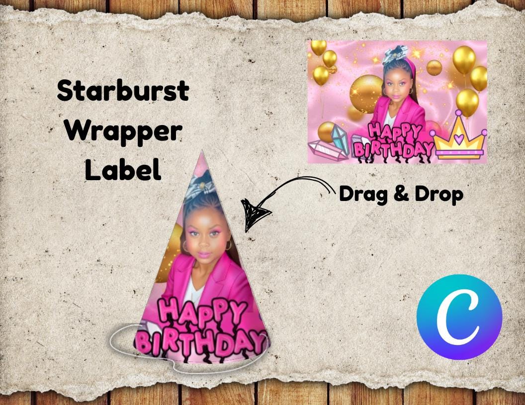 DIY Party Cone Hat Template: Canva Editable Label (Digital Download)
