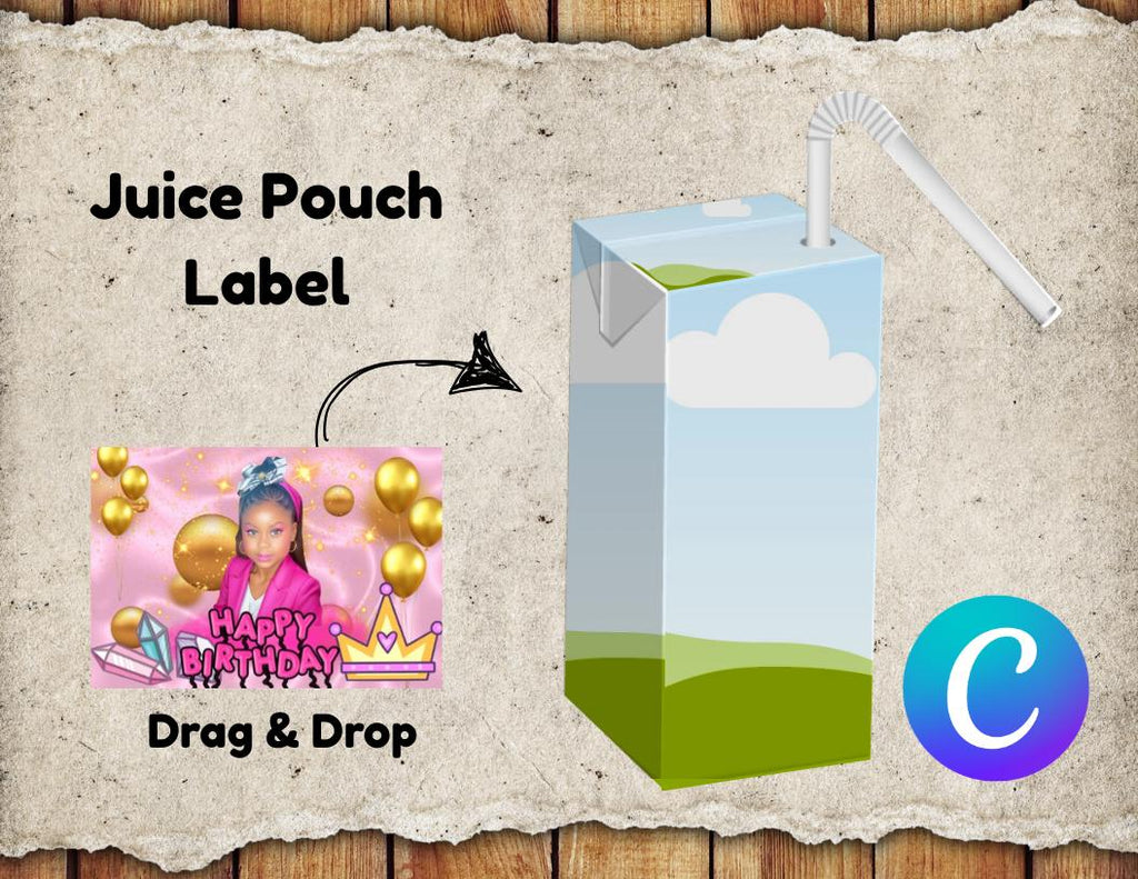 DIY Juice Box Label Template: Canva Editable Wrapper (PDF Download)