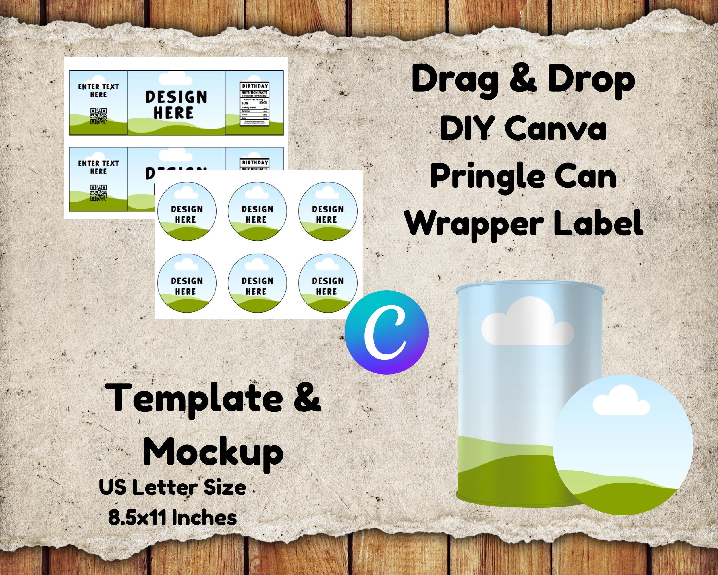 DIY Chip Can Wrapper Label Template: Editable Party Favor (Canva, Digital Download)