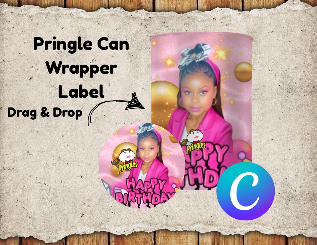DIY Chip Can Wrapper Label Template: Editable Party Favor (Canva, Digital Download)
