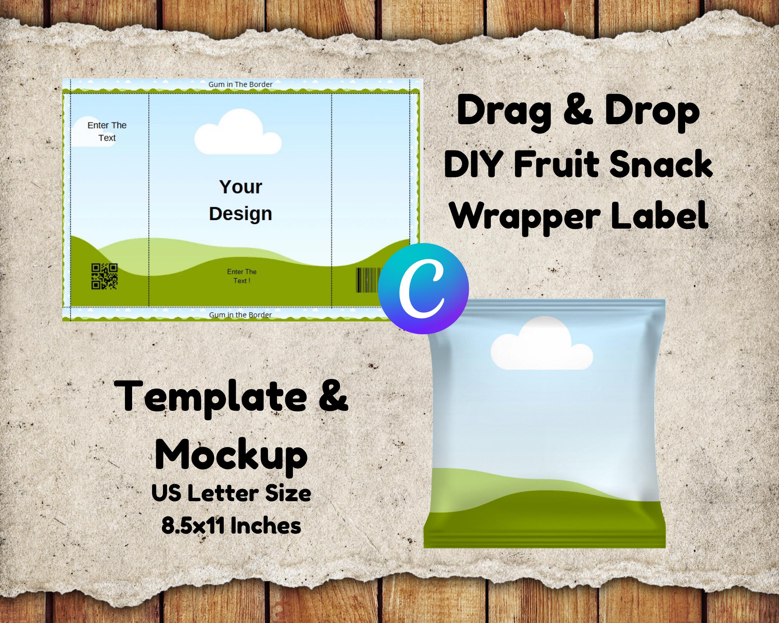 DIY Fruit Snacks Wrapper Label Template: Canva Editable (Digital Download)