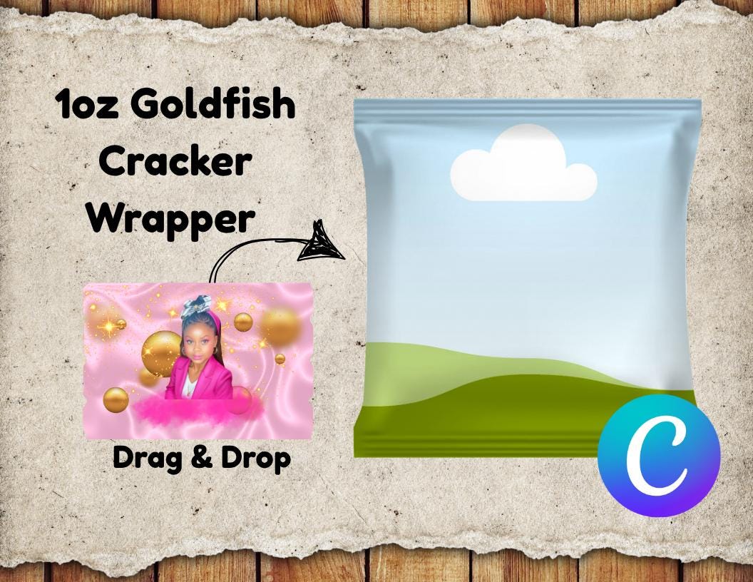 DIY Goldfish Wrapper Label Template: Editable Canva Party Favor (Digital Download)