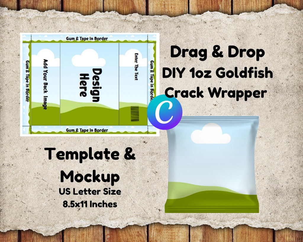 DIY Goldfish Wrapper Label Template: Editable Canva Party Favor (Digital Download)