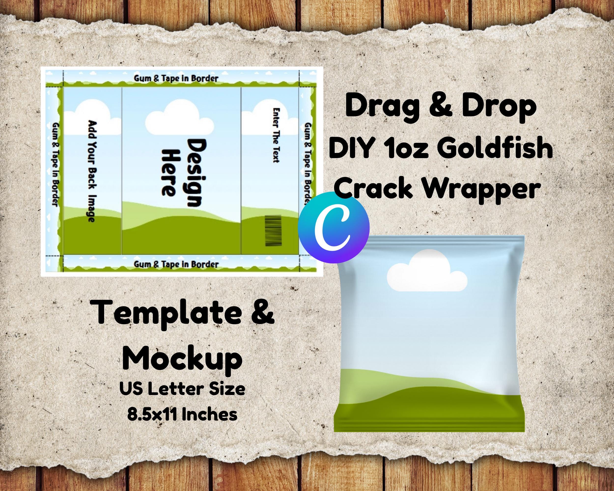 DIY Goldfish Wrapper Label Template: Editable Canva Party Favor (Digital Download)