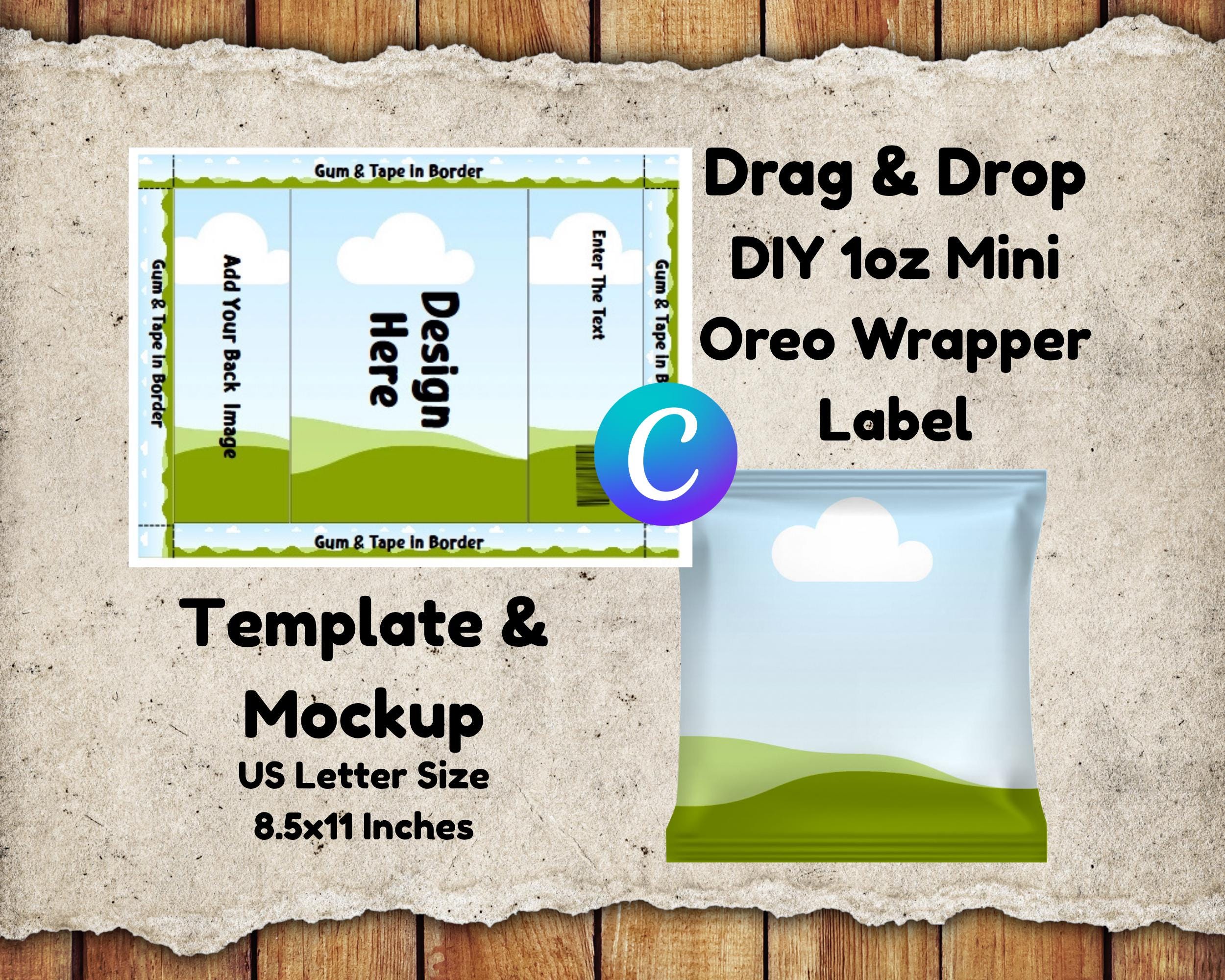 DIY Oreo Wrapper Label Template: Editable Canva Party Favor (Digital Download)