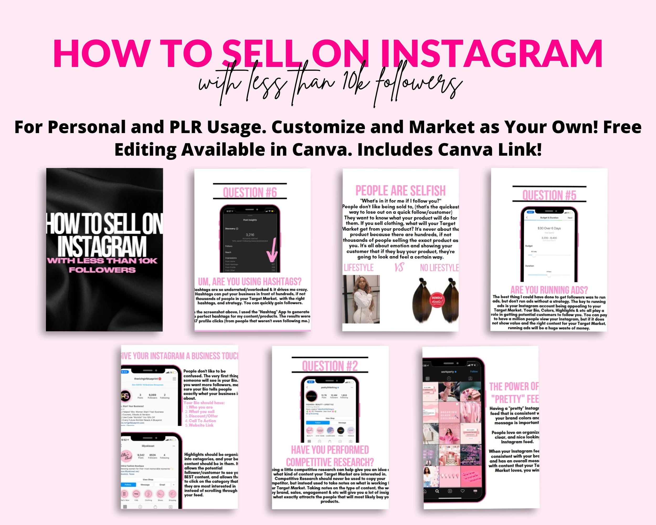 Resellable Instagram Guide Ebook: Canva Template, PLR (Digital Download)