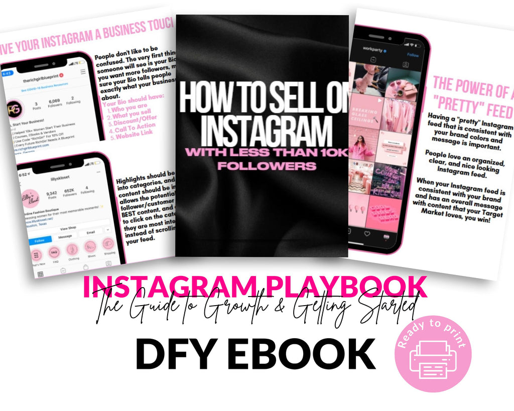 Instagram Playbook Ebook: PLR Resell Template (56 Page Canva Template Digital Download)