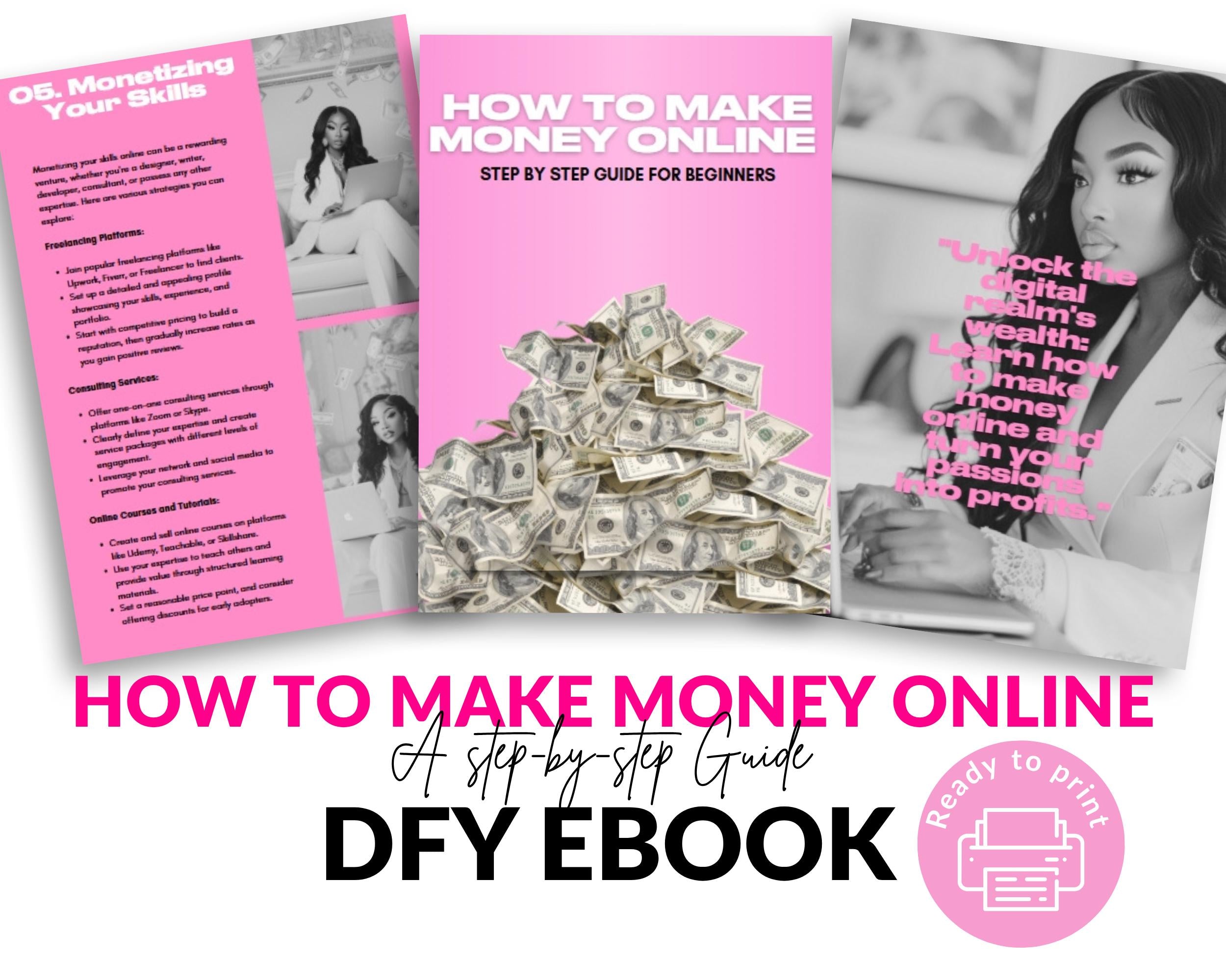 How to make money online EBOOK, PLR EBook to Resell, 37 Page, Template, Digital Ebook, Canva Template, DFY Ebook, Digital Products, Ebook