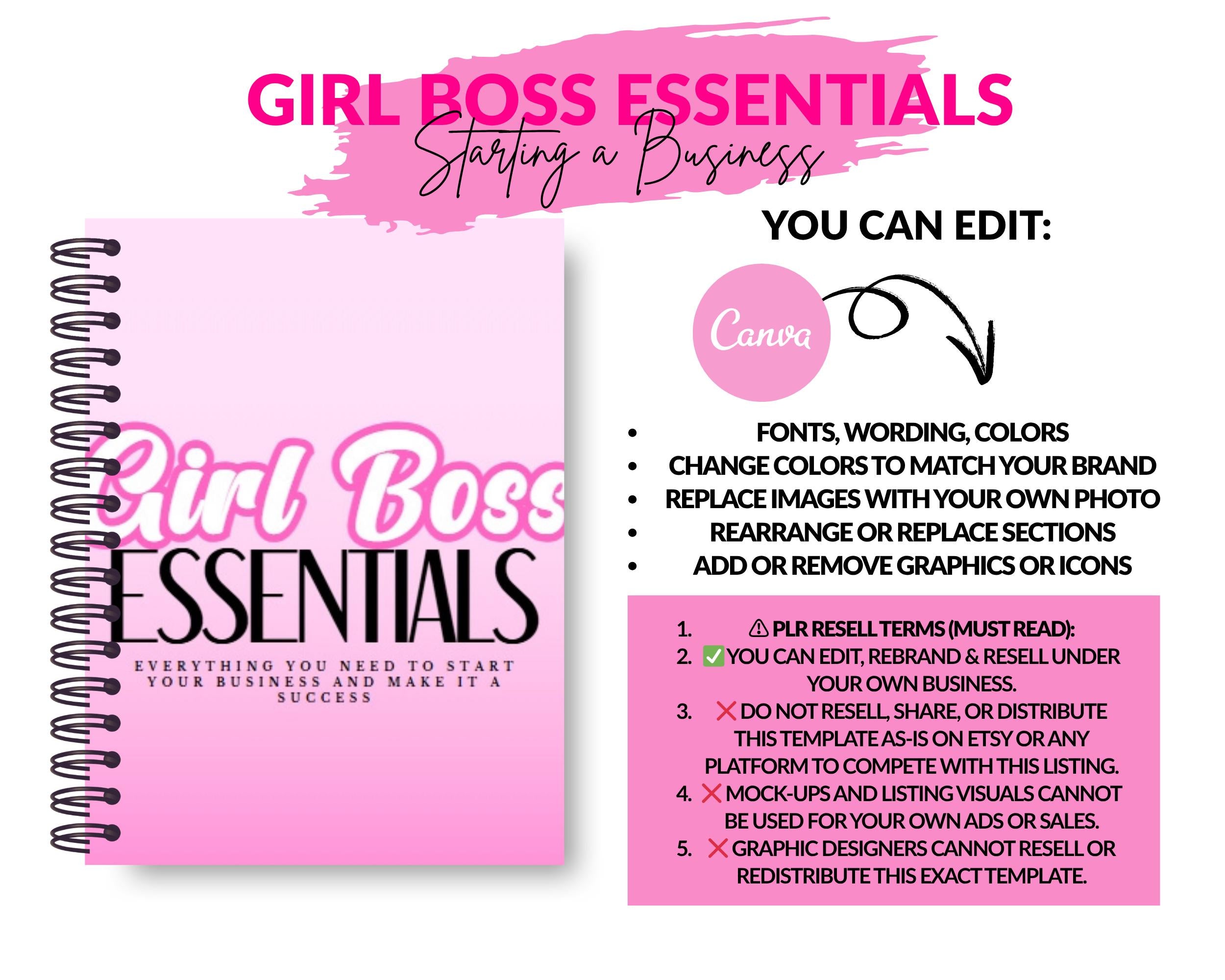 Girl Boss Essentials Ebook: PLR Resell Canva Template (29 Page Digital Download)