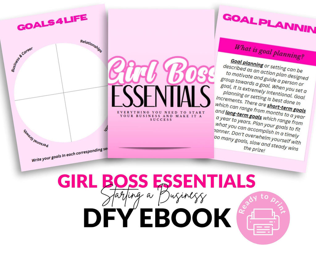 Girl Boss Essentials Ebook: PLR Resell Canva Template (29 Page Digital Download)