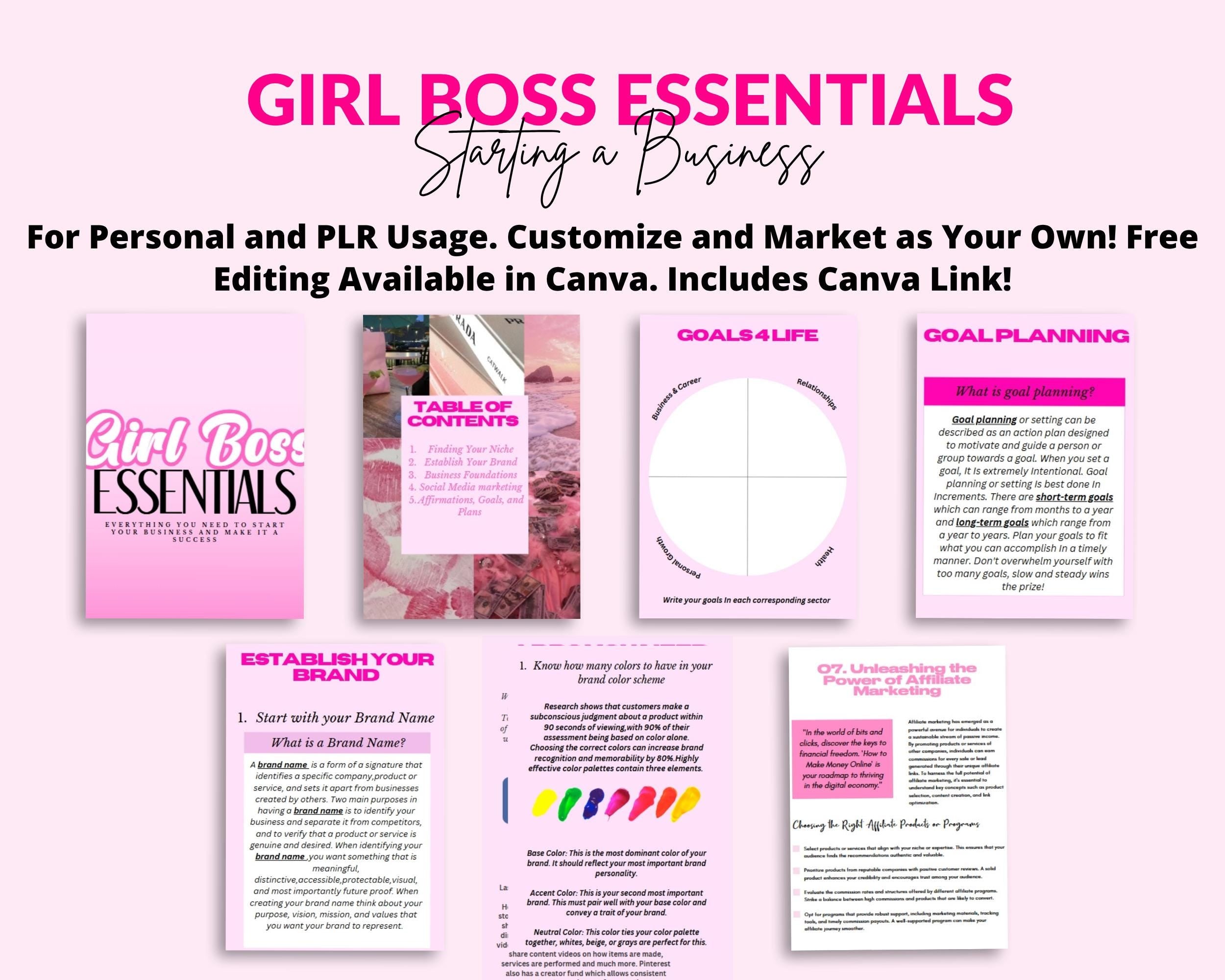 Girl Boss Essentials Ebook: PLR Resell Canva Template (29 Page Digital Download)