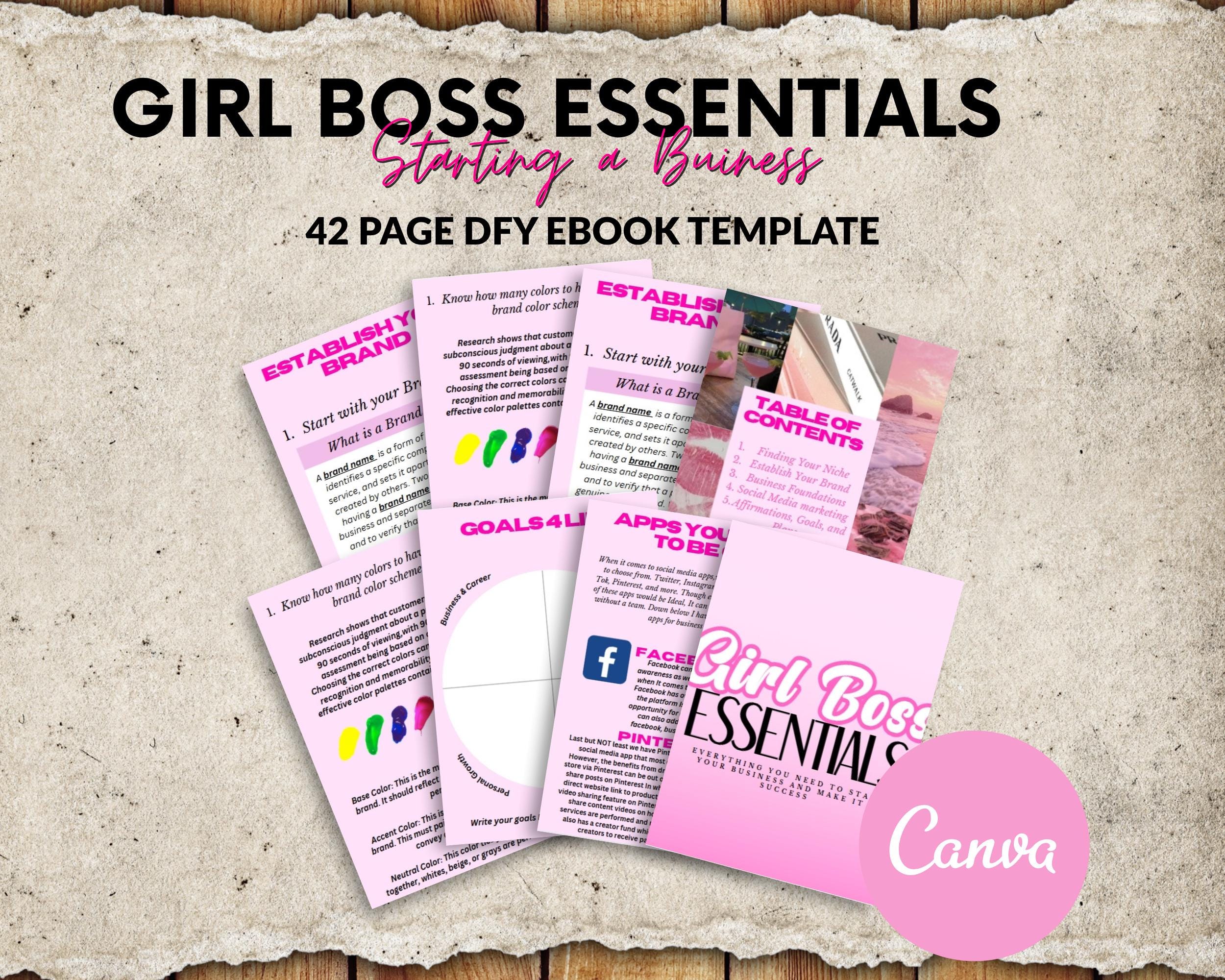 Girl Boss Essentials Ebook: PLR Resell Canva Template (29 Page Digital Download)