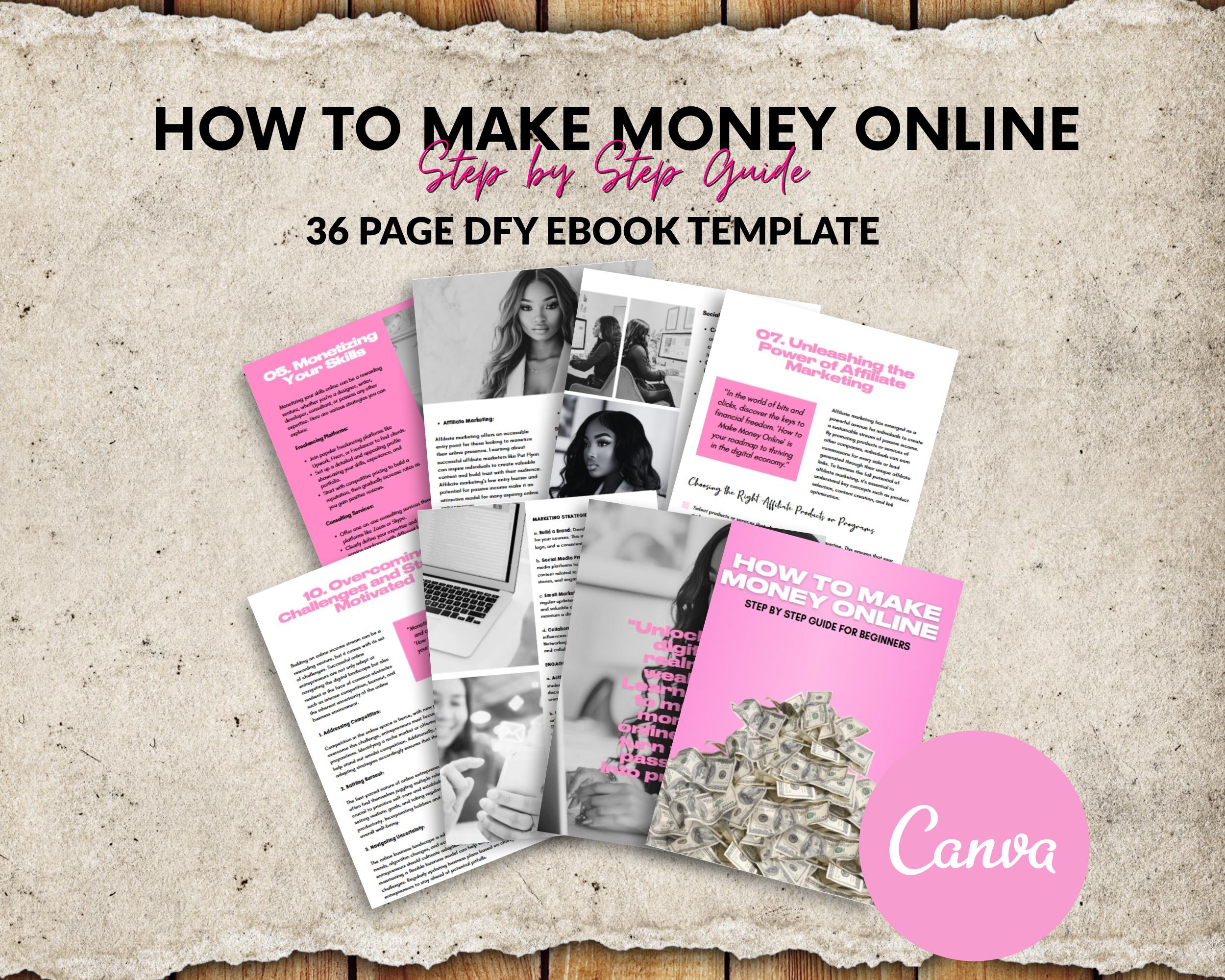 How to make money online EBOOK, PLR EBook to Resell, 37 Page, Template, Digital Ebook, Canva Template, DFY Ebook, Digital Products, Ebook
