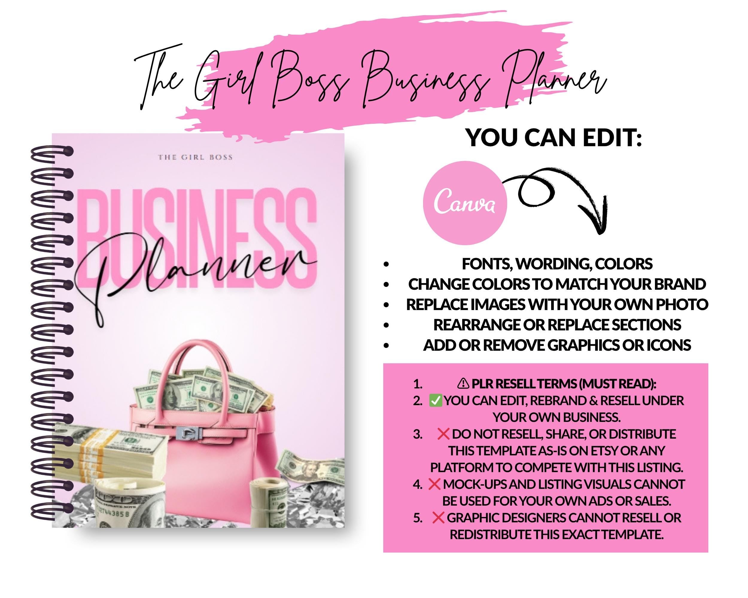 Girl Boss Business Ebook: PLR Resell Template (61 Page Canva Template Digital Download