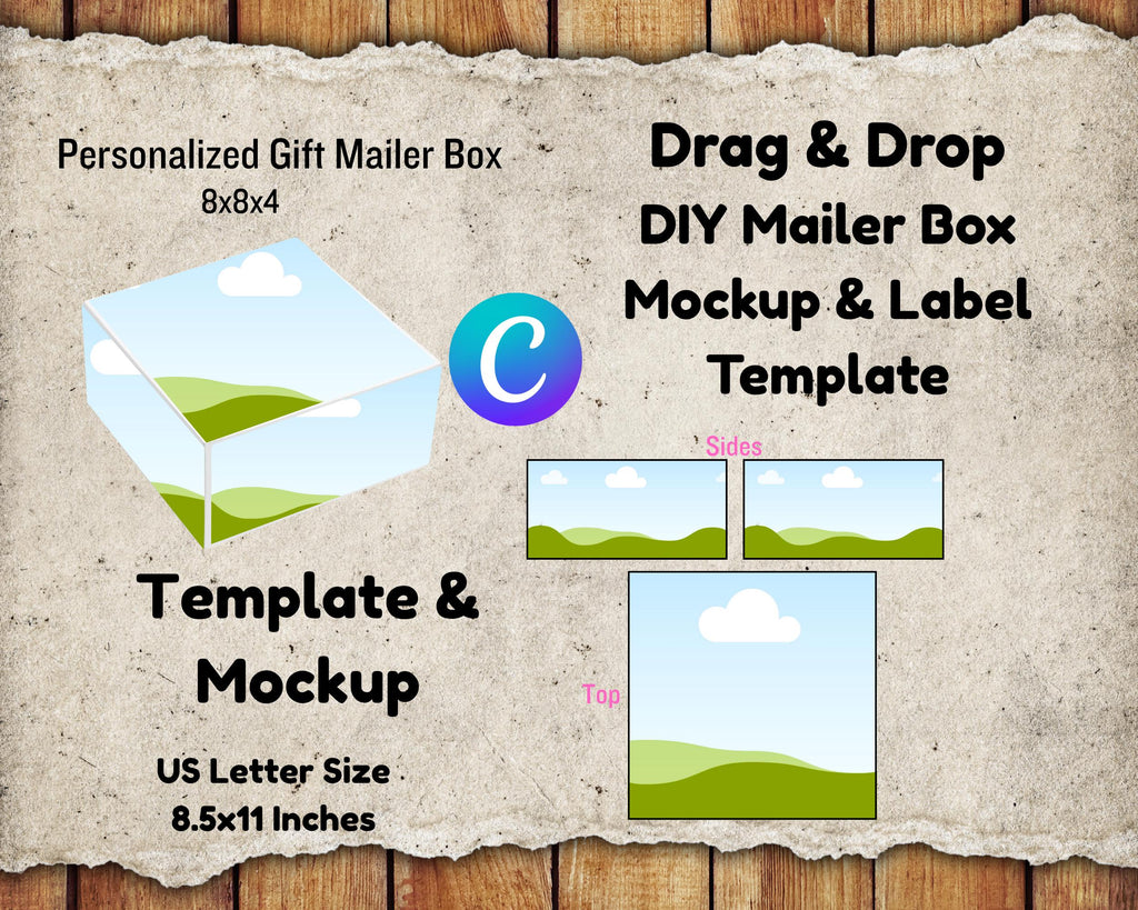 DIY Personalized Gift Mailer BOX, Gift Box Template, Canva Mockup, Custom Treat Box, Graduation Gift, Party Favors, Christmas Mailer Box