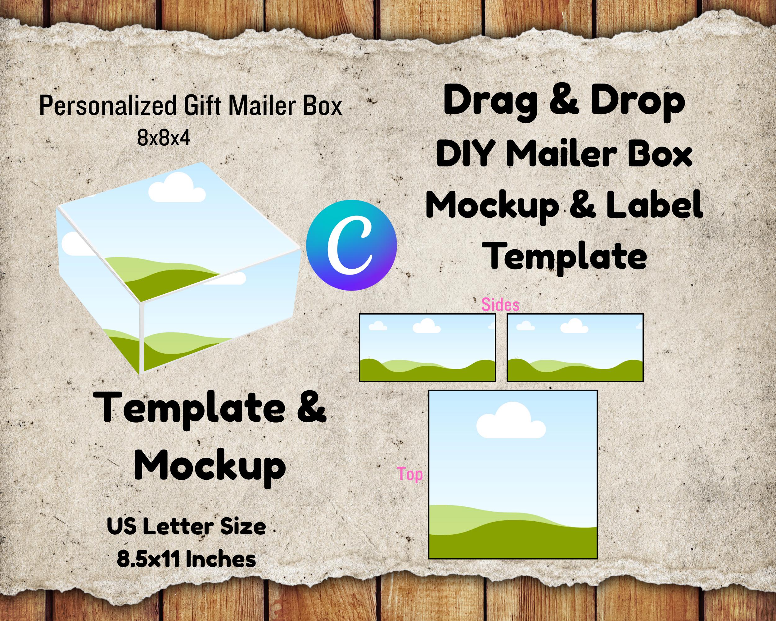 DIY Personalized Gift Mailer BOX, Gift Box Template, Canva Mockup, Custom Treat Box, Graduation Gift, Party Favors, Christmas Mailer Box