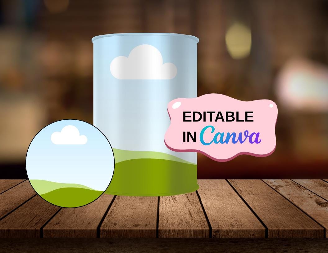 DIY Chip Can Wrapper Label Template: Editable Party Favor (Canva, Digital Download)