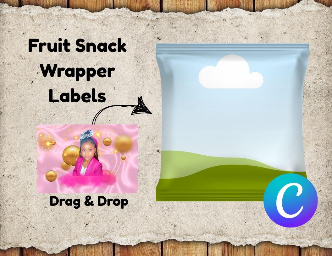 DIY Fruit Snacks Wrapper Label Template: Canva Editable (Digital Download)