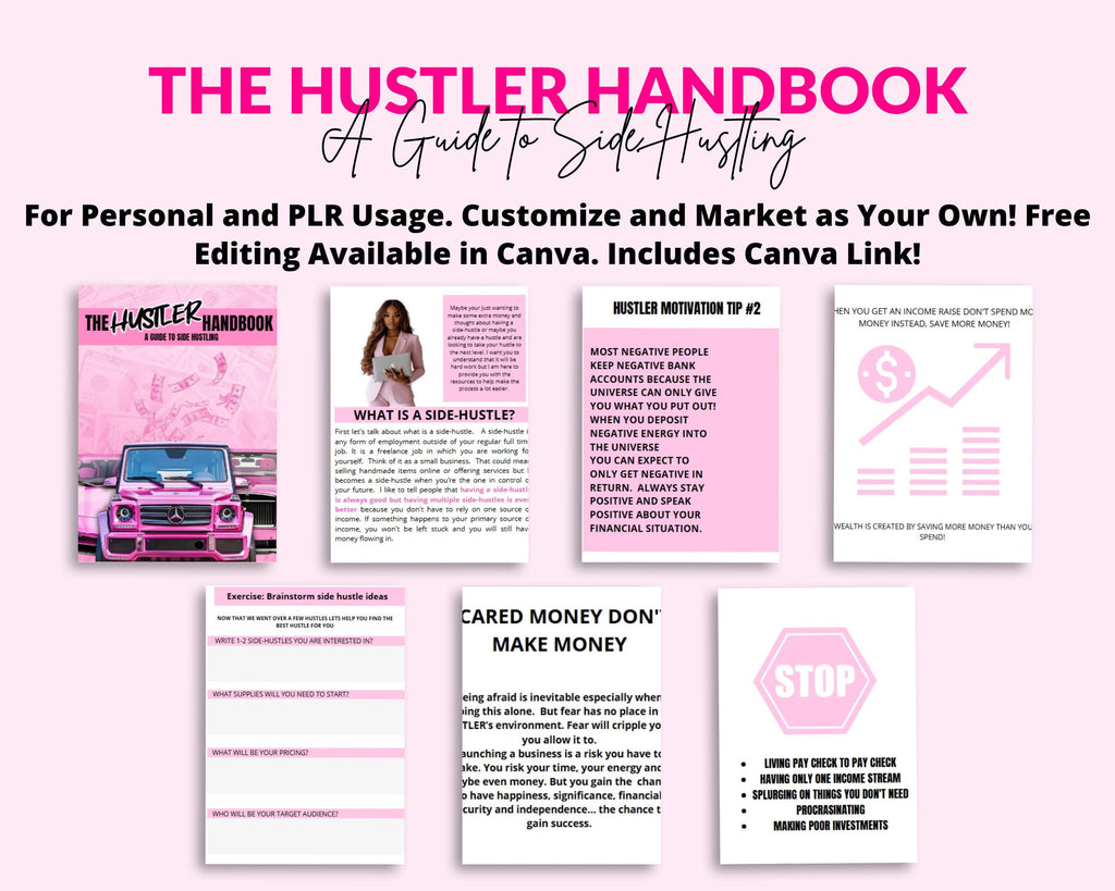 PLR Hustler Handbook Ebook Template: Resell & Rebrand (48 Page Canva Template, Digital Download