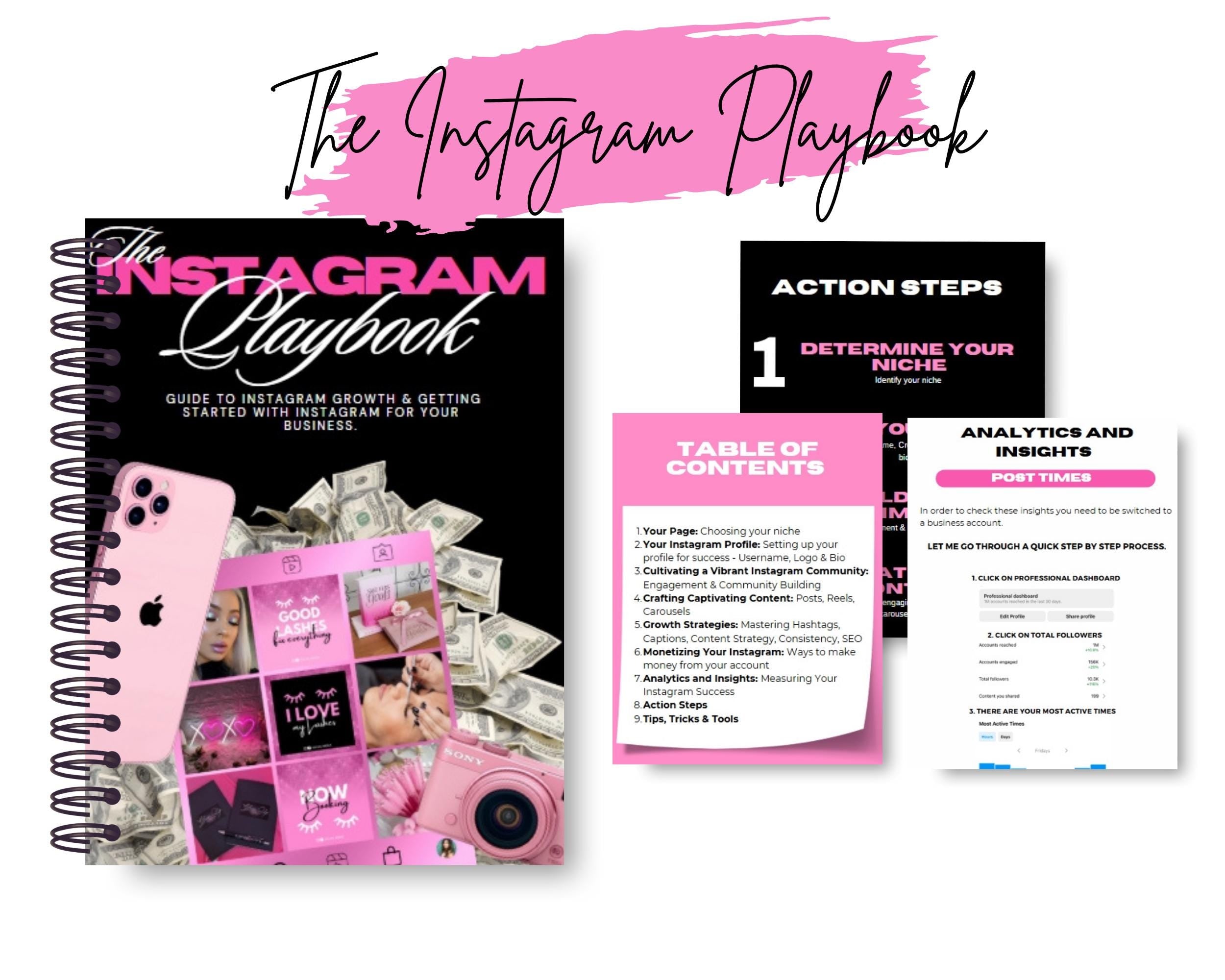 Instagram Playbook Ebook: PLR Resell Template (56 Page Canva Template Digital Download)