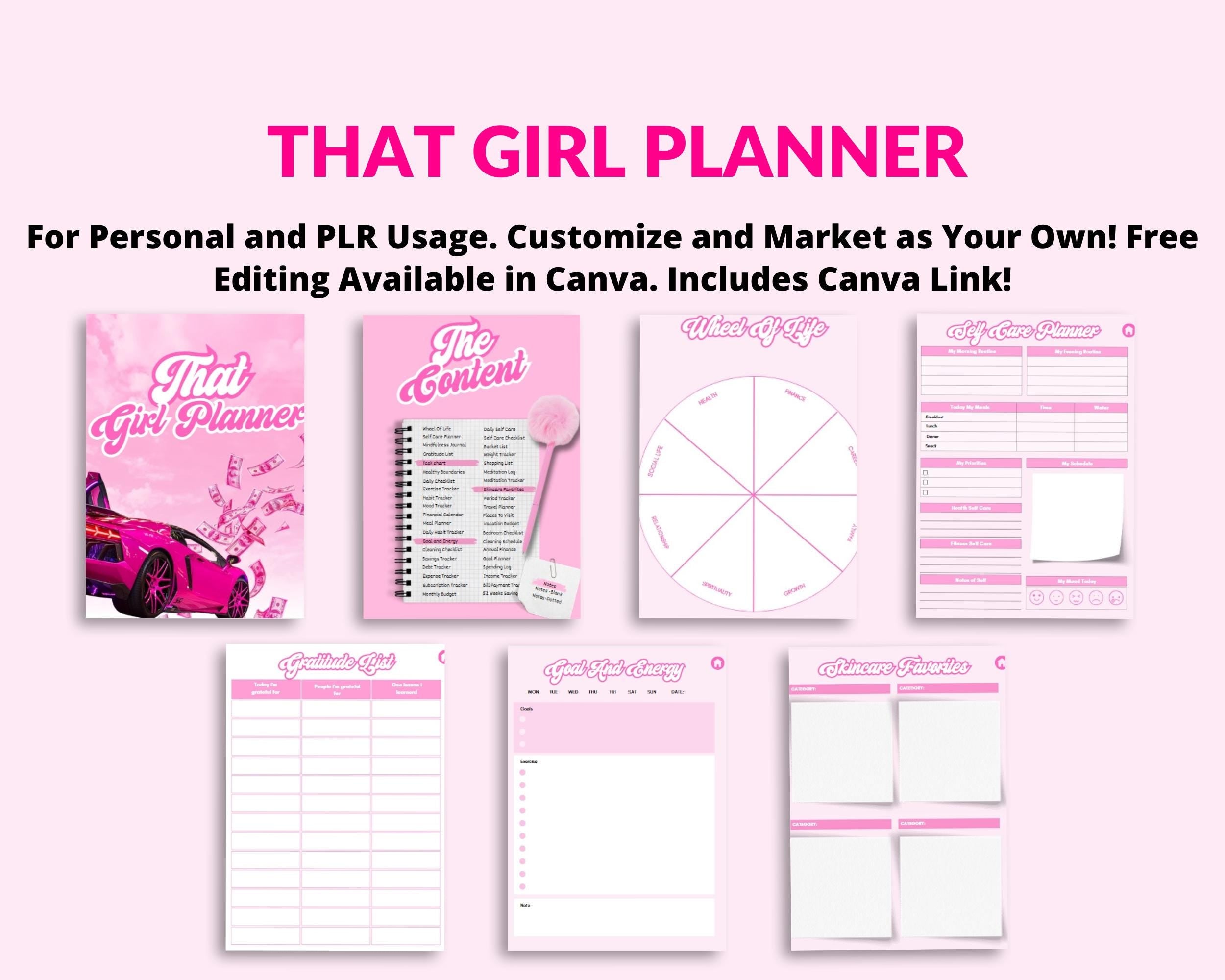 PLR Ebook Canva Template: That Girl Digital Planner (47 Page EBOOK to Resell)