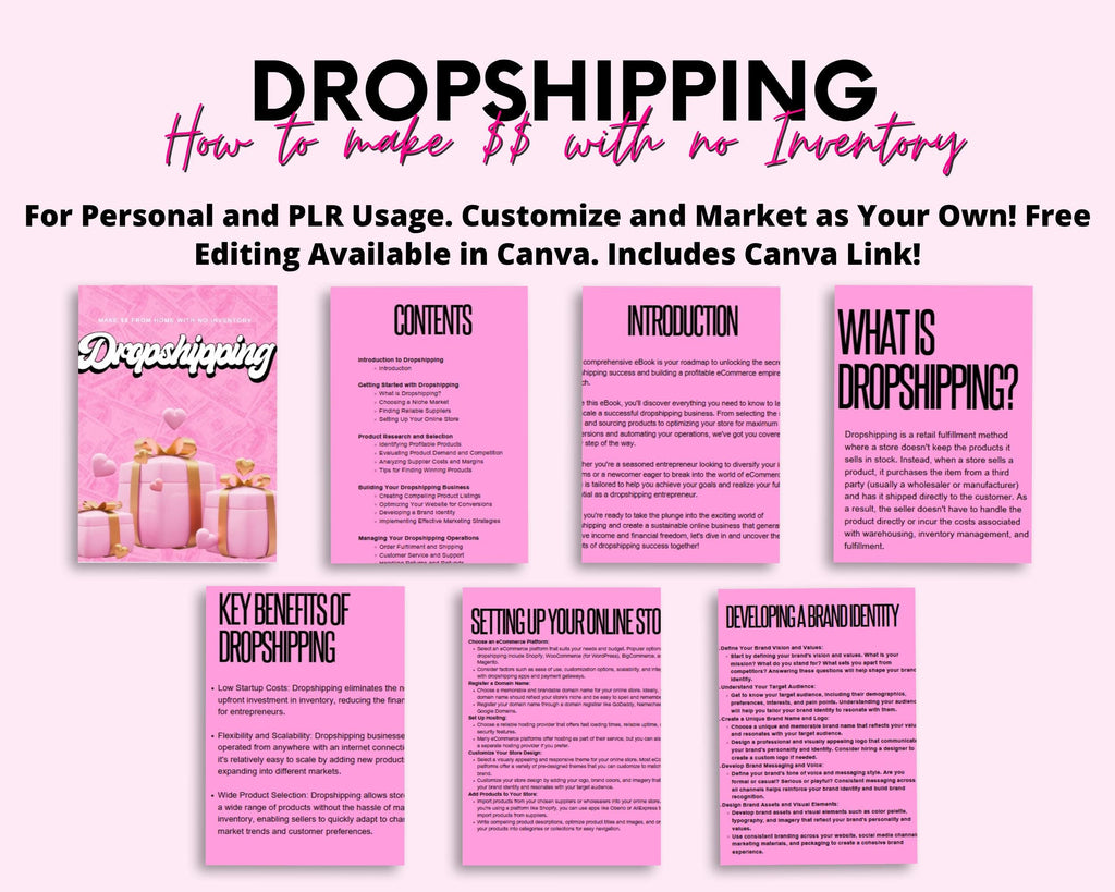 PLR Dropshipping Ebook Template: 37-Page Canva Design (Digital Download)