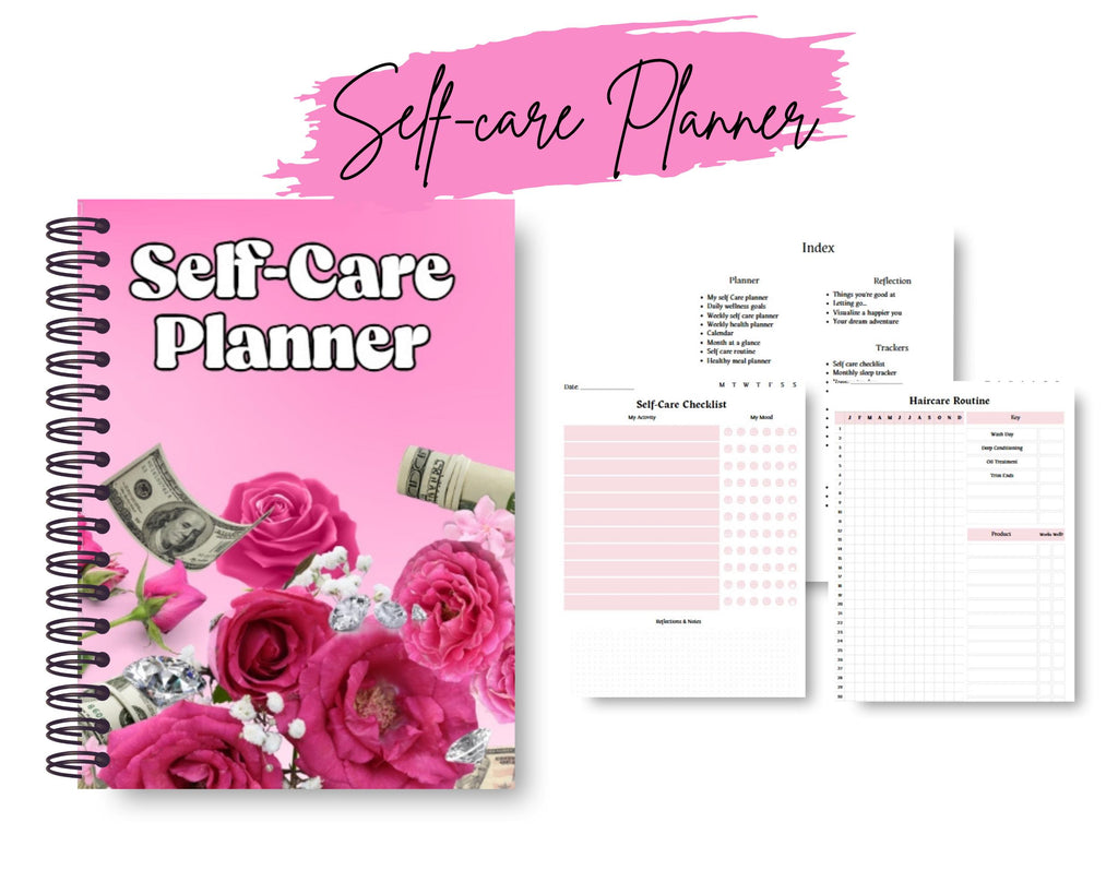 Self-Care Planner Ebook: PLR Resell Template, 61 Page Canva Design