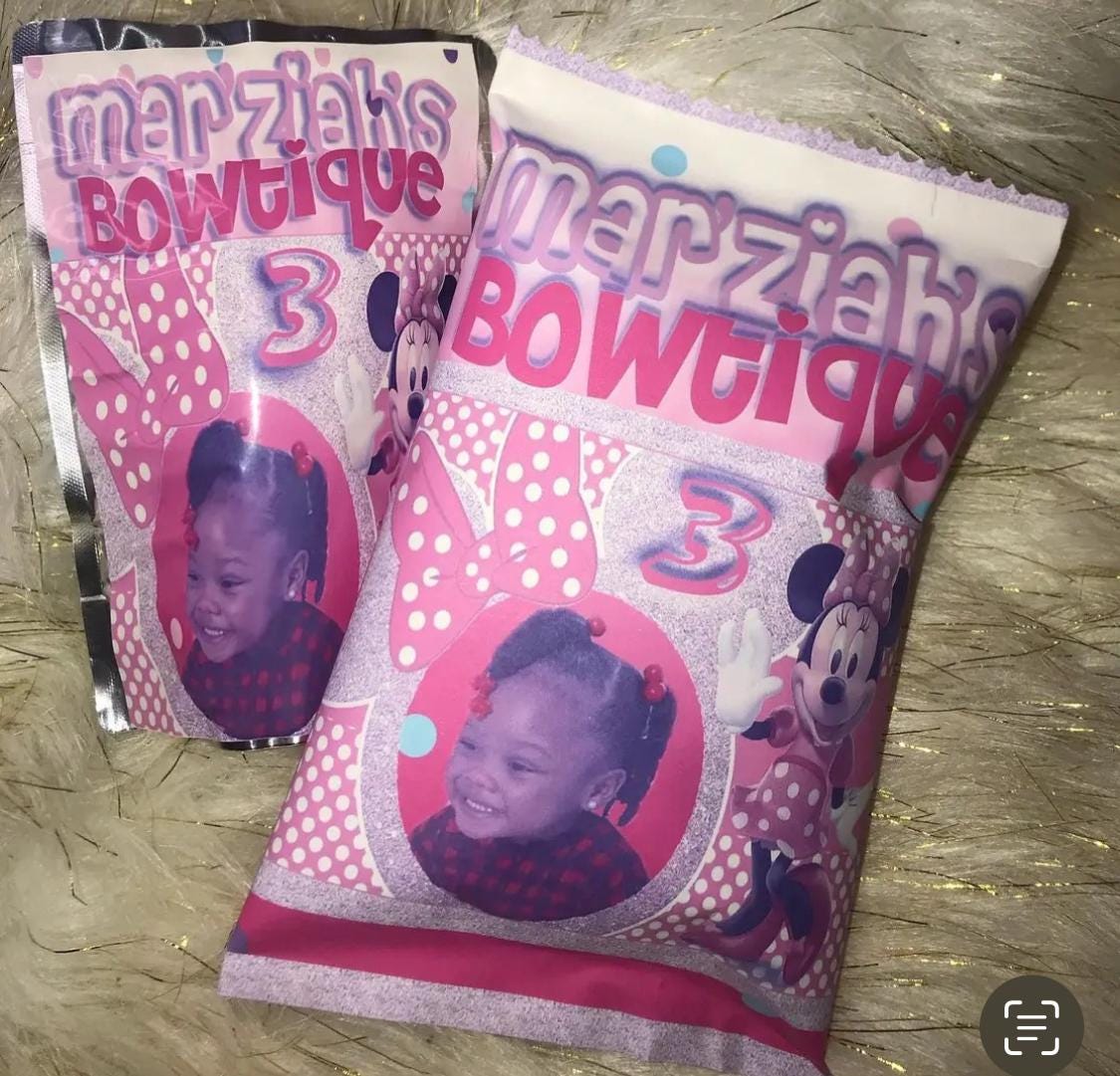 Personalized Party Chip Bags: Custom Theme Snack Wrappers