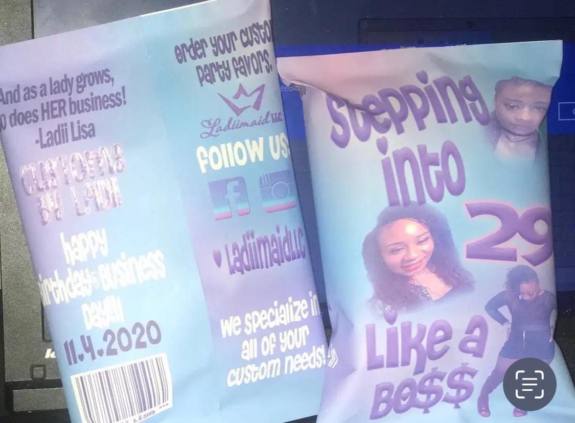 Personalized Party Chip Bags: Custom Theme Snack Wrappers